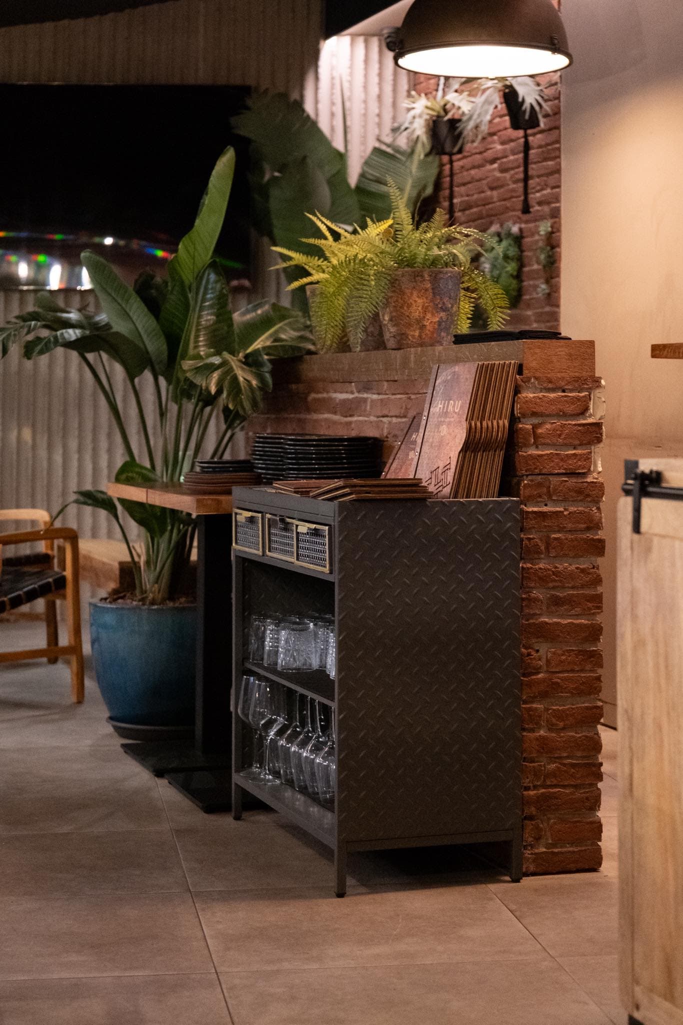 Detalle del interior con plantas